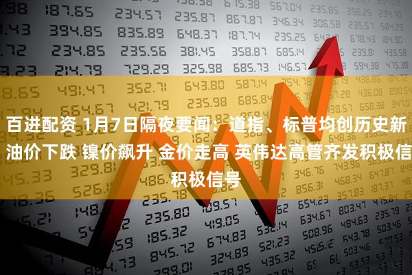 百进配资 1月7日隔夜要闻：道指、标普均创历史新高 油价下跌 镍价飙升 金价走高 英伟达高管齐发积极信号
